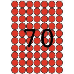   APLI Etikett, 19 mm kör, színes, A5 hordozón, APLI, piros, 560 etikett/csomag