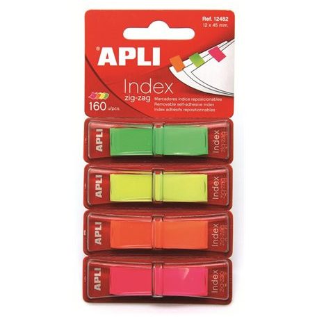 APLI Jelölőcímke, "Z", műanyag, 4x40 lap, 12x45 mm, APLI, 4 fluoreszkáló szín