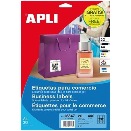 APLI Etikett, információs, 45x45 mm, APLI, 400 etikett/csomag