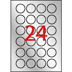   APLI Etikett, 40 mm kör, poliészter, időjárásálló, APLI, ezüst, 480 etikett/csomag