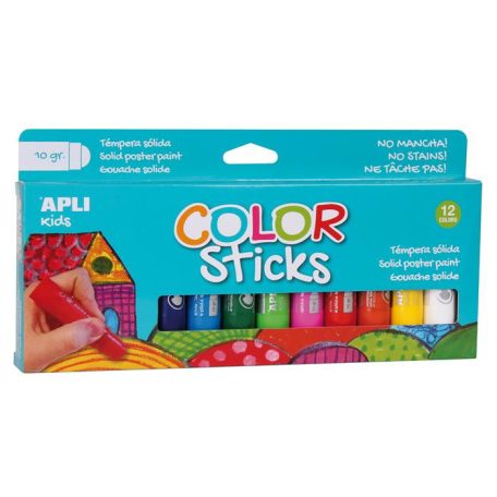 APLI Tempera kréta készlet, APLI Kids "Color Sticks", 12 különböző szín