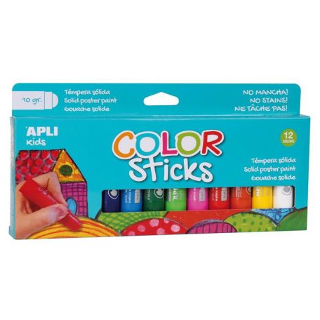 APLI Tempera kréta készlet, APLI Kids "Color Sticks", 12 különböző szín