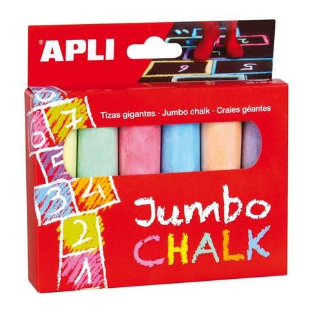 APLI Aszfaltkréta, kerek, jumbo, APLI, 6 különböző szín