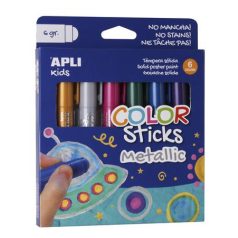   APLI Tempera kréta készlet, APLI Kids "Color Sticks Metallic", 6 különböző metál szín
