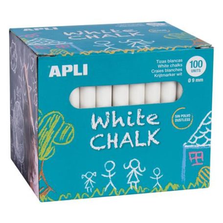 APLI Táblakréta, kerek, 100 darabos, APLI, fehér