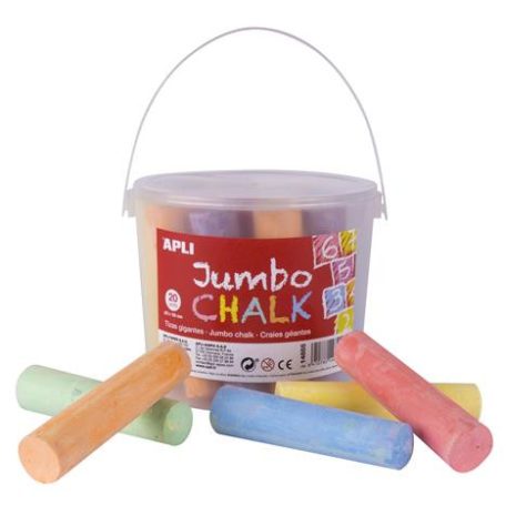 APLI Aszfaltkréta, kerek, jumbo, 20 darabos, APLI, vegyes színek