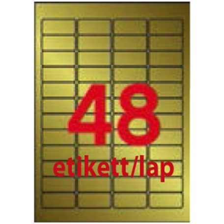 APLI Etikett, lézernyomtatókhoz és fénymásológépekhez, 45,7x21,2 mm, APLI,  matt, arany színű, 960 etikett/csomag
