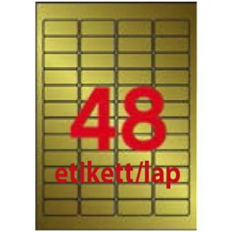 APLI Etikett, lézernyomtatókhoz és fénymásológépekhez, 45,7x21,2 mm, APLI,  matt, arany színű, 960 etikett/csomag