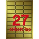 APLI Etikett, lézernyomtatókhoz és fénymásológépekhez, 63,5x29,6 mm, APLI,  matt, arany színű, 540 etikett/csomag