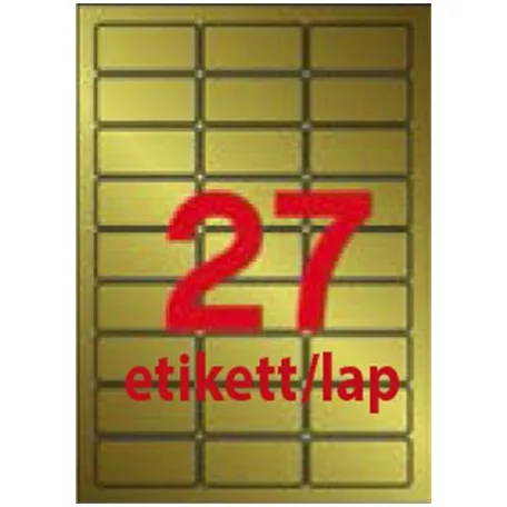 APLI Etikett, lézernyomtatókhoz és fénymásológépekhez, 63,5x29,6 mm, APLI,  matt, arany színű, 540 etikett/csomag
