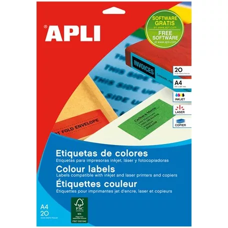 APLI Etikett, 105x37 mm, színes, APLI, kék, 320 etikett/csomag