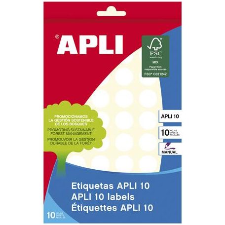APLI Etikett, 16 mm kör, kézzel írható, APLI, 540 etikett/csomag
