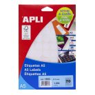 APLI Etikett, 19 mm kör, fehér, A5 hordozón, APLI, 1050 etikett/csomag