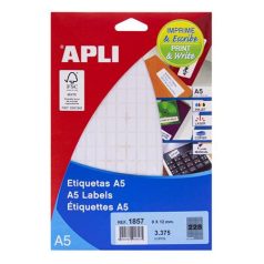   APLI Etikett, 8x12 mm, kerekített sarkú, A5 hordozón, APLI, 3375 etikett/csomag