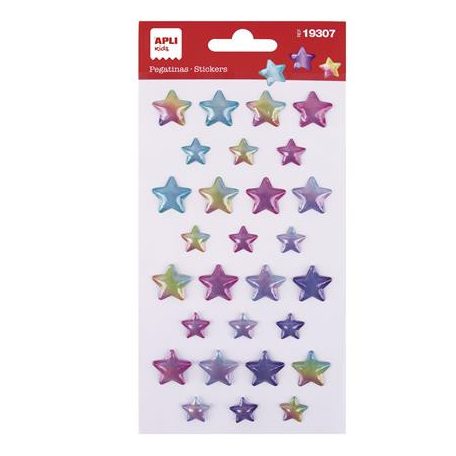 APLI Matrica, domború, APLI Kids "Stickers", tündöklő csillagok