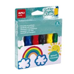   APLI Tempera készlet, ecsetvégű tubusban, APLI Kids "Paint&Fun", 6 különböző szín