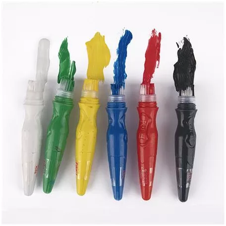 APLI Tempera készlet, ecsetvégű tubusban, APLI Kids "Paint&Fun", 6 különböző szín