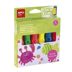   APLI Tempera készlet, ecsetvégű tubusban, APLI Kids "Paint&Fun", 6 különböző neon szín
