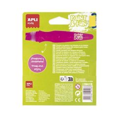   APLI Tempera készlet, ecsetvégű tubusban, APLI Kids "Paint&Fun", 6 különböző neon szín
