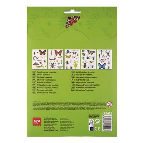 APLI Matrica, újra felhasználható, 50 db, APLI Kids "Stickers", rovarok