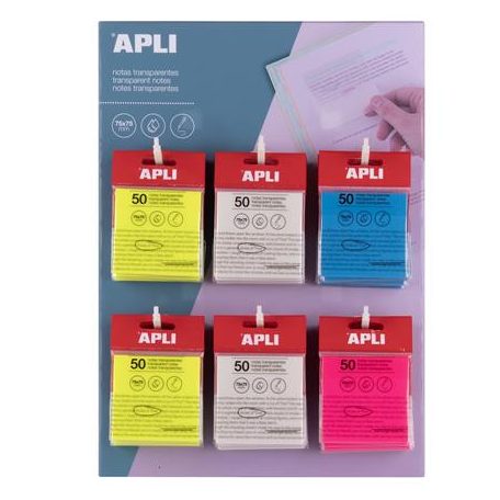 APLI Öntapadó jegyzettömb, átlátszó, vízálló, 75x75 mm, 50 lap, APLI, víztiszta