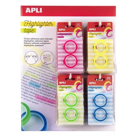 APLI Szövegkiemelő szalag display, 32 db, APLI, különböző színekben