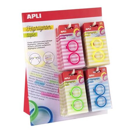 APLI Szövegkiemelő szalag display, 32 db, APLI, különböző színekben