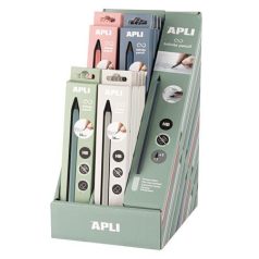   APLI Töltőceruza display, HB, hatszögletű, csereheggyel, APLI "Infinite", vegyes színek