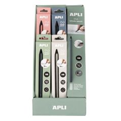   APLI Töltőceruza display, HB, hatszögletű, csereheggyel, APLI "Infinite", vegyes színek