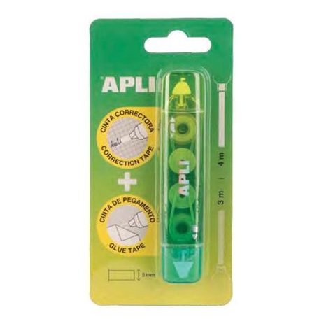 APLI Hibajavító- és ragasztóroller, 2in1, 5 mm x 4-3 m,  APLI , vegyes színek