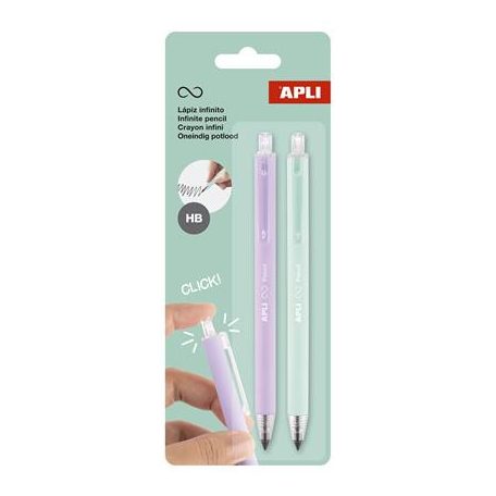 APLI Töltőceruza, HB, nyomógombos, APLI "Infinite Click", lila és zöld