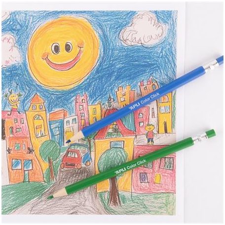APLI Színes töltőceruza készlet, ceruzatartóban, APLI "Color Click", 12 különböző szín