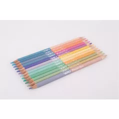   APLI Színes ceruza készlet, kétvégű, háromszögletű, APLI "Pastel Duo", 24 különböző pasztel  szín