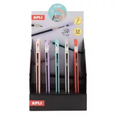   APLI Töltőceruza display, mechanikus, 2 mm, hegyezővel, ceruzahatású, APLI, vegyes színekben, 25 db