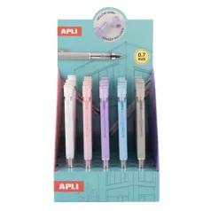   APLI Nyomósirón display, 0,7 mm, hegyezővel,  rázós, APLI, vegyes színekben, 25 db