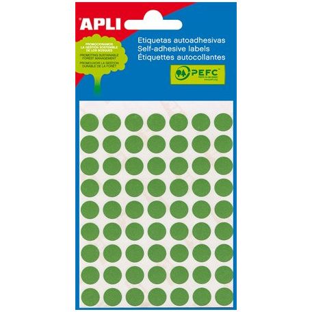 APLI Etikett, 8 mm kör, kézzel írható, színes, APLI, zöld, 288 etikett/csomag