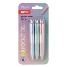 APLI Mini zseléstoll, 0,5 mm, nyomógombos, APLI "Pocket Gel", vegyes pasztell színek