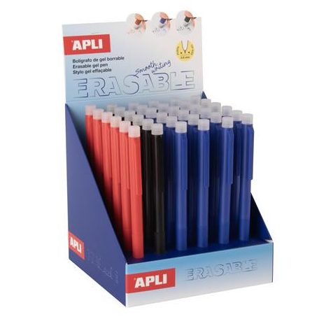 APLI Zseléstoll display, 0,5 mm, nyomógombos, radírozható, APLI "Erasable", vegyes színek