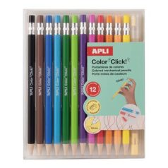   APLI Színes töltőceruza készlet, APLI "Color Click", 12 különböző szín