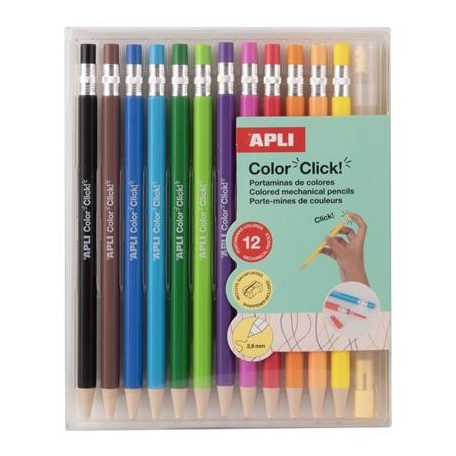 APLI Színes töltőceruza készlet, APLI "Color Click", 12 különböző szín