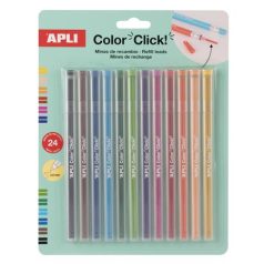   APLI Utántöltő színes töltőceruza készlethez, APLI "Color Click", 24 db, 12 szín