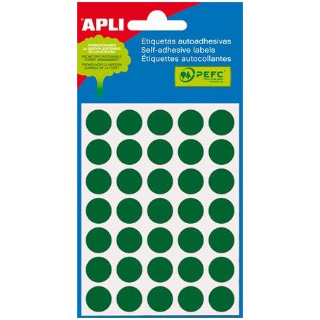 APLI Etikett, 13 mm kör, kézzel írható, színes, APLI, zöld 175 etikett/csomag