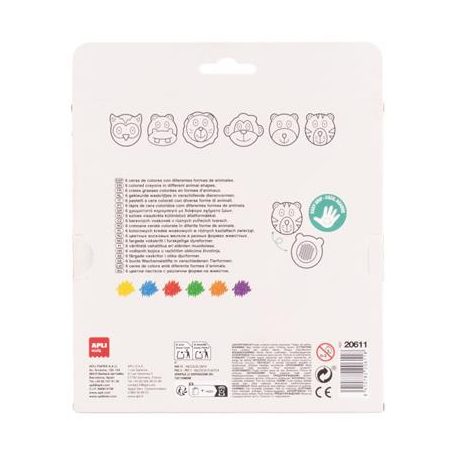 APLI Zsírkréta, állat formájú, APLI Kids "Paint & fun", 6 különböző szín
