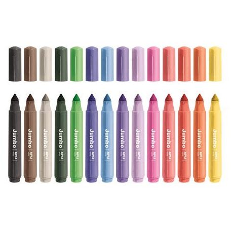 APLI Filctoll készlet, 9,6 mm, kimosható, vastag, APLI Kids "Jumbo", 14 különböző szín