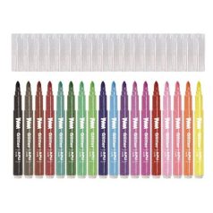   APLI Filctoll készlet, 4,8 mm, kimosható, csillámos, APLI Kids "Glitter", 18 különböző szín