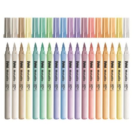 APLI Filctoll készlet, 3,6 mm, kimosható, metálfényű, APLI Kids "Metallic", 18 különböző szín