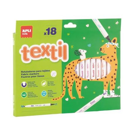 APLI Textilfilc, 2,5-4,2 mm, kétvégű, APLI Kids "Textile", 18 különböző szín