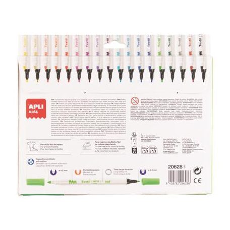 APLI Textilfilc, 2,5-4,2 mm, kétvégű, APLI Kids "Textile", 18 különböző szín