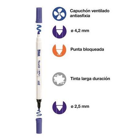APLI Textilfilc, 2,5-4,2 mm, kétvégű, APLI Kids "Textile", 18 különböző szín