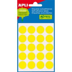   APLI Etikett, 19 mm kör, kézzel írható, színes, APLI, sárga, 100 etikett/csomag